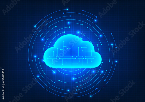 Cloud technology Inside there are technology circuits with interesting elements. Refers to cloud technology that can be used to store data via the Internet and share data with others.
