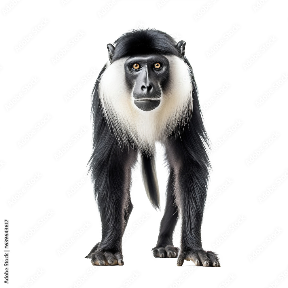 Obraz premium Colobe guéréza, primate avec transparence, singe sans background