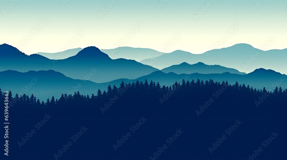 Nature landscape with mountain and sun in paper cut style. Illustration of rock in craft paper art.