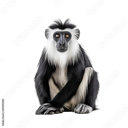 Colobe guéréza, primate avec transparence, singe sans background