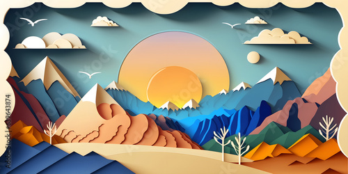 Nature landscape with mount...