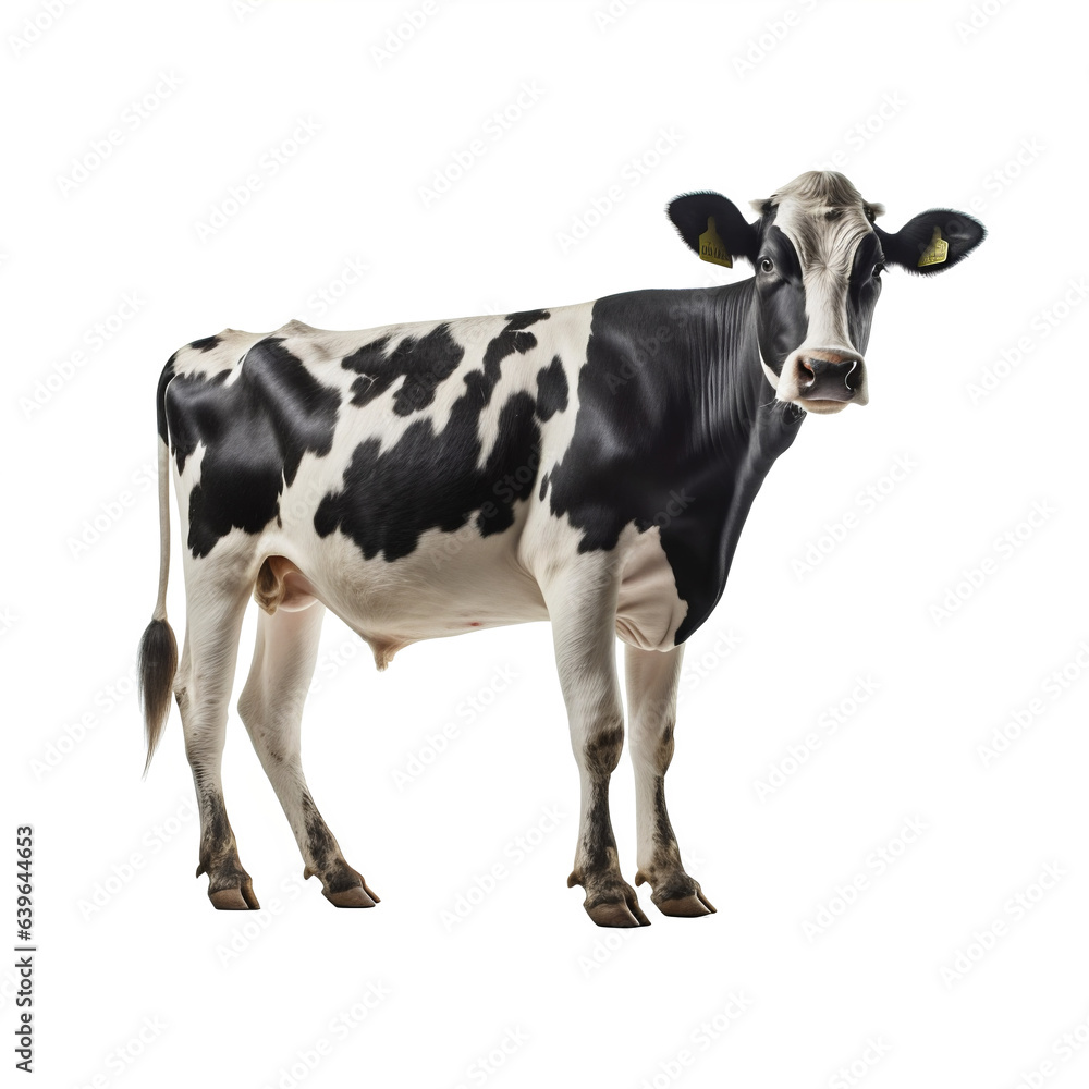 Vache Holstein avec transparence, sans background