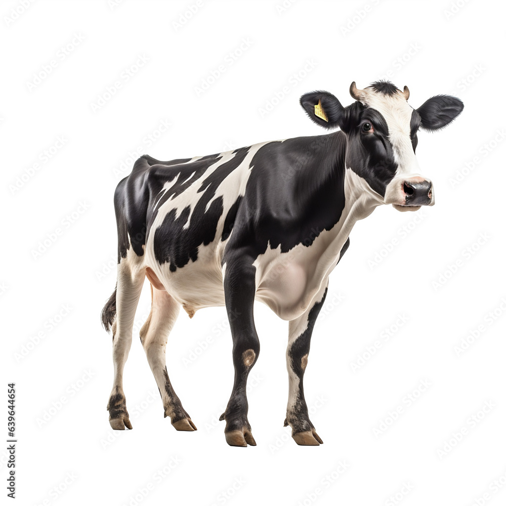 Vache Holstein avec transparence, sans background