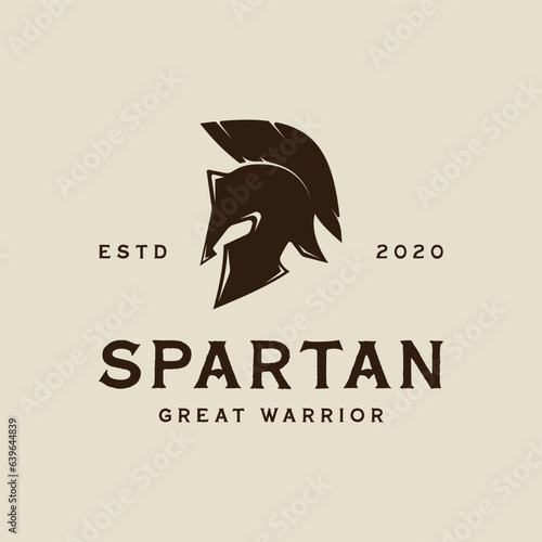 helmet of spartan logo vintage vector illustration template icon graphic design. mask of warrior sign or symbol for business or sport concept