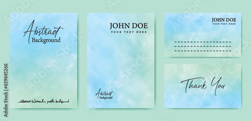 Abstract watercolor pastle background set for Wedding invitation card, Letterhead and Business card