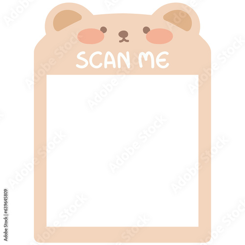 Cute bear. Scan me QR code template. QR code frame illustration for mobile apps, payment apps and more.