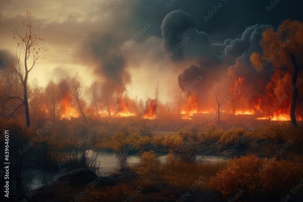 Fototapeta premium Fire in the forest