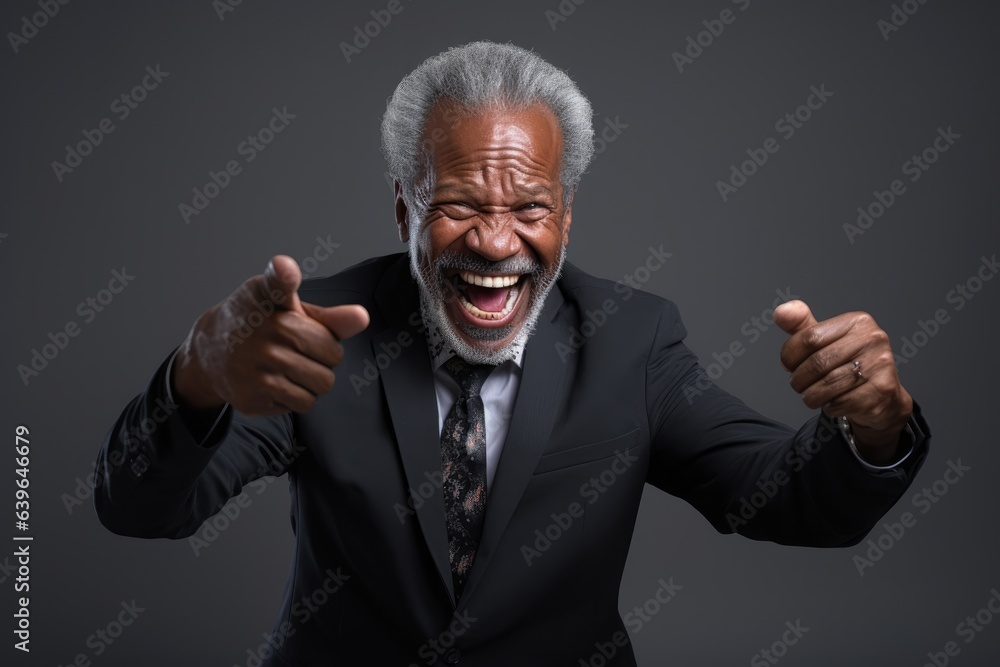 portrait laughing of old businessman in smile in studio shoot, gesture portrait laughing of old businessman in smile in studio shoot, gesture