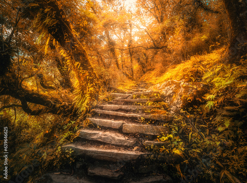 Stone steps in beautiful or...