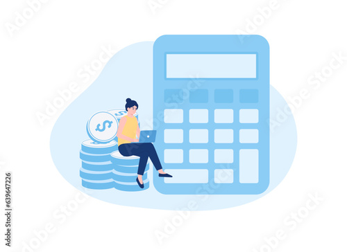 Calculation of profits and losses of the company concept flat illustration