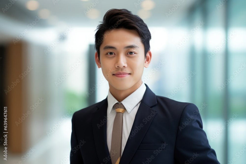 portrait a young businessman from in smile, in office background, handsome, cool portrait a young businessman from in smile, in office background, handsome, cool
