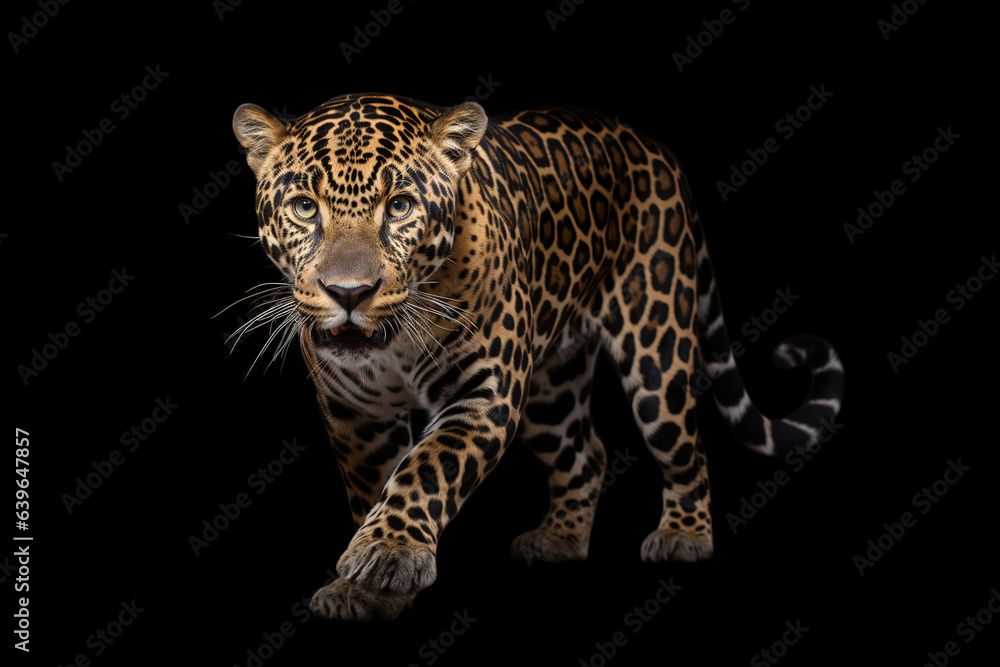 Obraz premium Fierce Panthera pardus isolated on white background