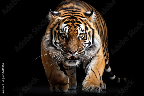Fierce Royal Tiger isolated on dark background