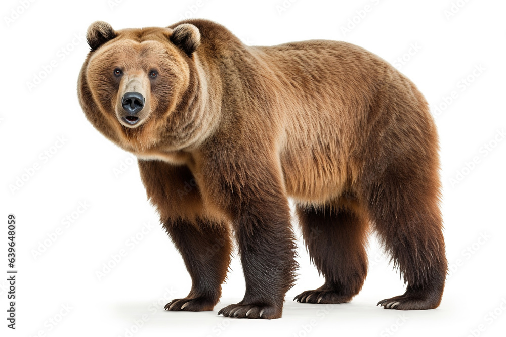 Fototapeta premium Fierce Brown bear isolated on white background
