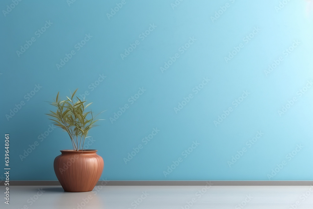 Empty room interior background blue wall Empty room interior background blue wall