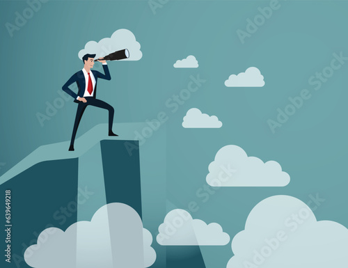 Businessman standing on top looking for vision, Concept business vector illustration.