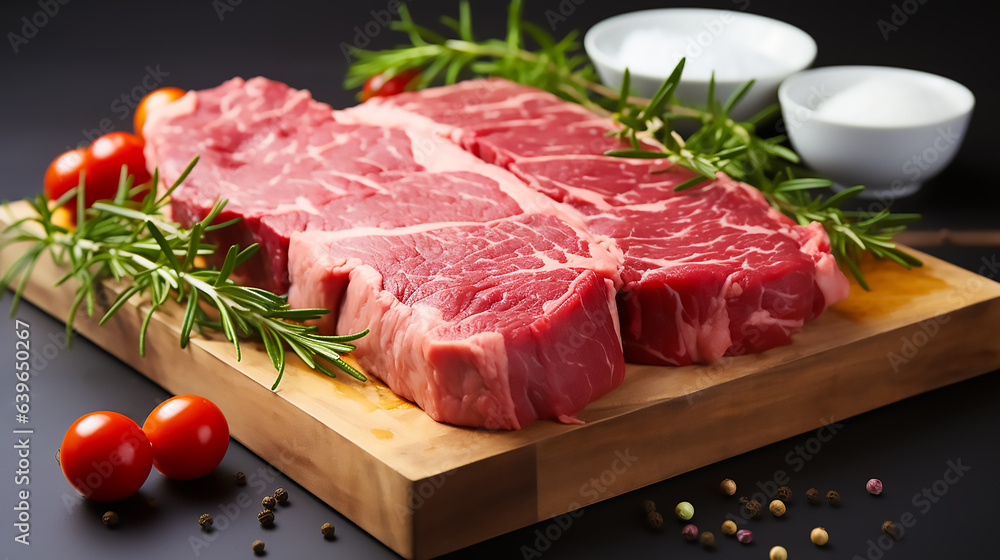 Meat has a flat surface without any white fat lines.
