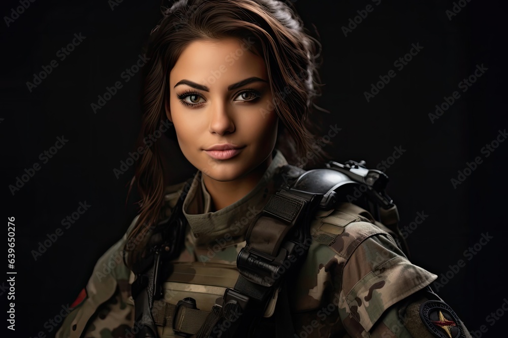 Caucasian Female Soldier Background Good Looking Generative AI Caucasian Female Soldier Background Good Looking Generative AI