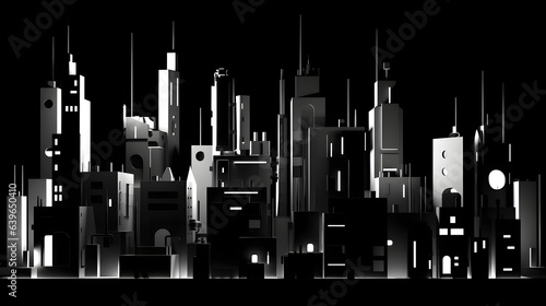 Black dark city Paper cut art  folded geometric shapes  abstract background