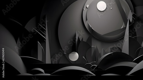 Black dark Paper cut art, f...