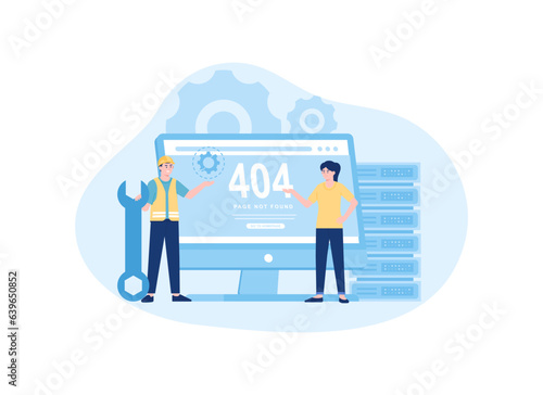 Repairs to computer software concept flat illustration