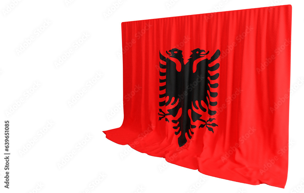 Albanian Flag Curtain in 3D Rendering Weaving Albanian Heritage Albanian Flag Curtain in 3D Rendering Weaving Albanian Heritage