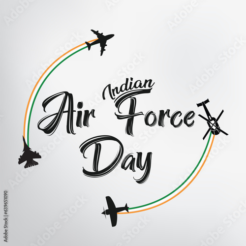 Indian air force day vector illustration. Banner with fighter planes flying Vector Illustration ..design elements for congratulation cards ,logo , social media, banners and flyers.