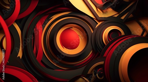 Red and gold Paper cut art,...