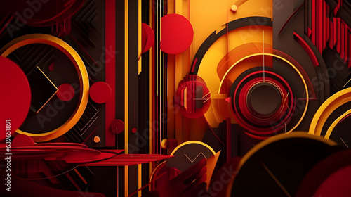 Red and gold Paper cut art,...