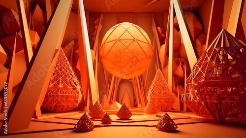 Red and gold Paper cut art,...