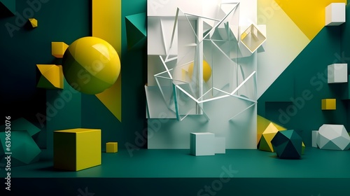 Golden green Paper cut art,...