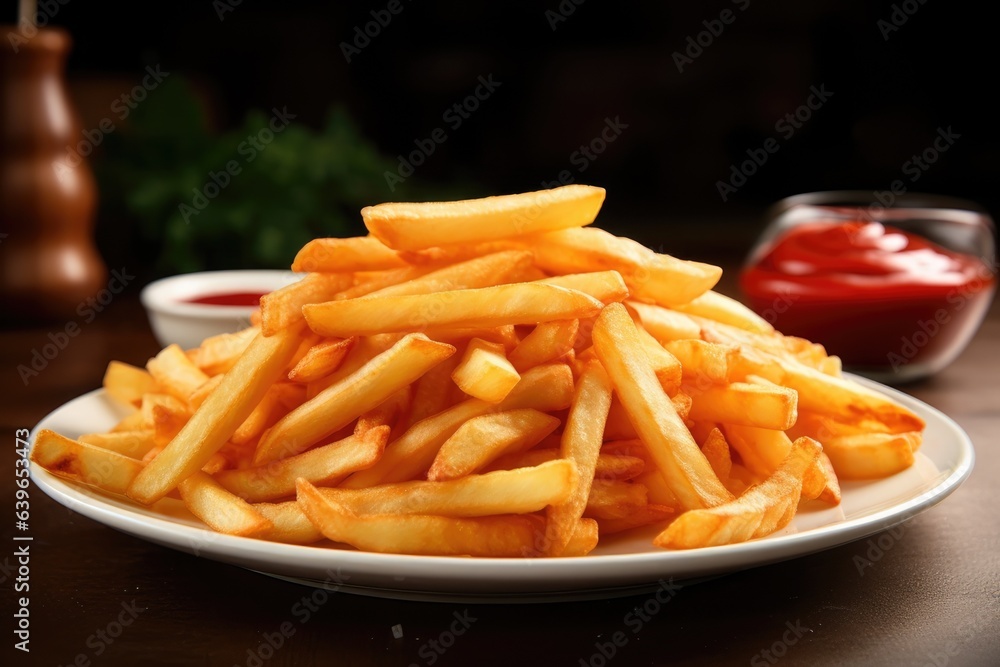 french fries with sauce on white plate tasty and delicious french fries with sauce on white plate tasty and delicious