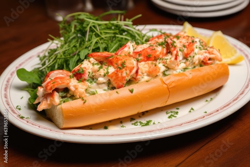 lobster roll delicious on white plate 