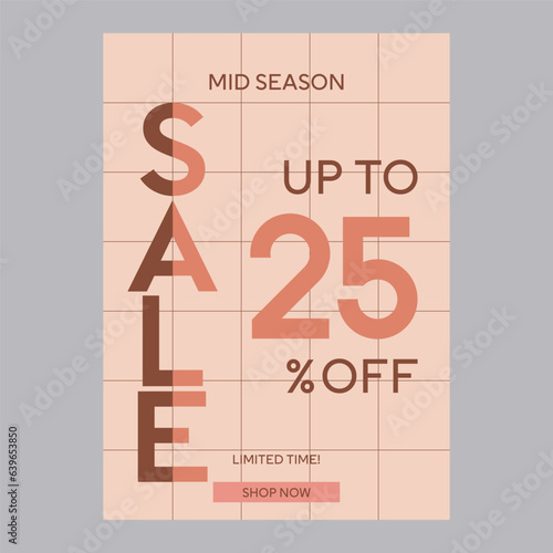 Mid season up to sale 25% off discount promotion poster