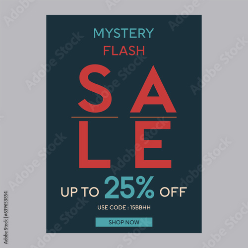 Mystery flash sale 25% off discount promotion poster