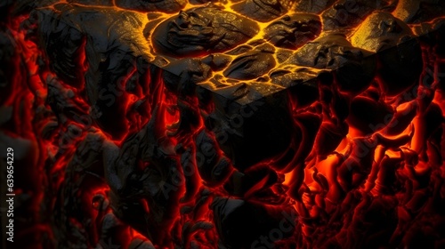 Cube shape Lava background wallpaper of magma. Fiery cracks on the earth's surface.