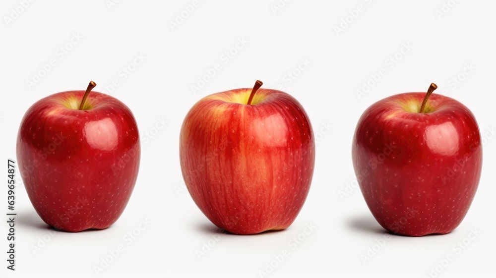 set red apple fruit isolated white background set red apple fruit isolated white background