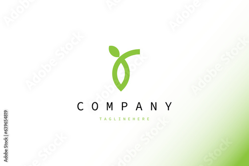 Letter y logo with young green leaf concept.