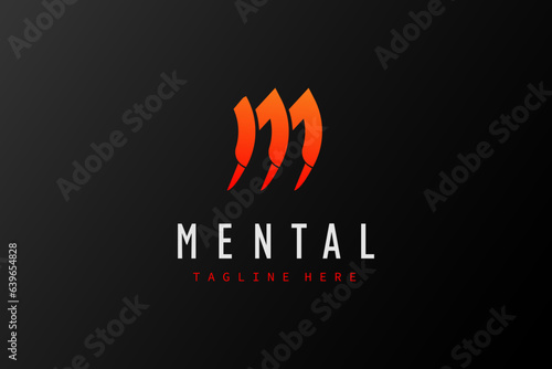 Abstract lettet M logo template with long hand nails concept.