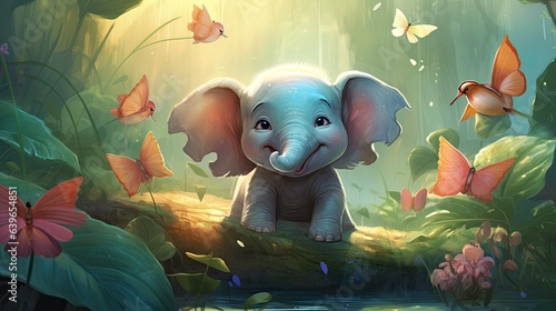 little cute elephant art illustration