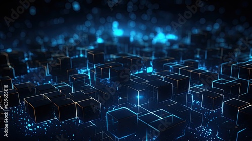 Blockchain technology internet big data background blue dark theme design