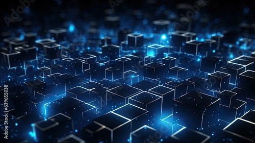 Blockchain technology internet big data background blue dark theme design