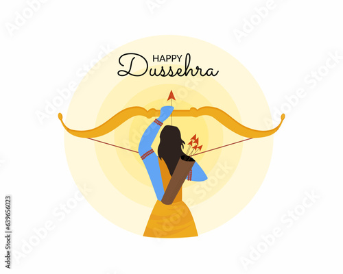 Lord Rama killing Ravana with Big Bow and Arrow Happy Dussehra festival of India