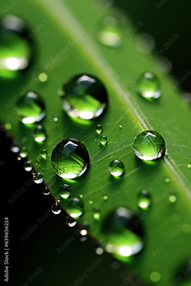 Macro shot of a raindrop on a leaf. Macro shot of a raindrop on a leaf.