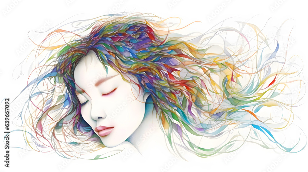 Naklejka premium Illustration in a watercolor style, portrait of a fictional young woman. Female avatar for social networks.