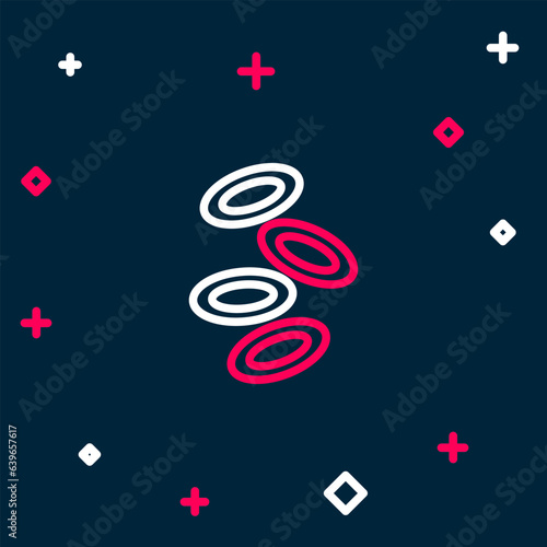 Line Medical hemoglobin erythrocytes icon isolated on blue background. Colorful outline concept. Vector