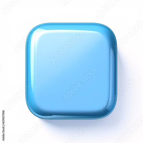 Blank Mobile application icon, button - blue square with round corners. 3d style