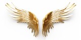 Gorgeous fantasy golden angle wings isolated on white background