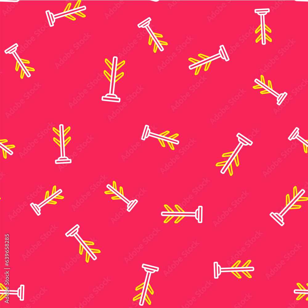 Line Coat stand icon isolated seamless pattern on red background. Vector Line Coat stand icon isolated seamless pattern on red background. Vector
