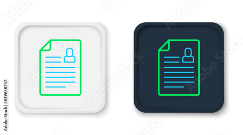 Line Resume icon isolated on white background. CV application. Searching professional staff. Analyzing personnel resume. Colorful outline concept. Vector